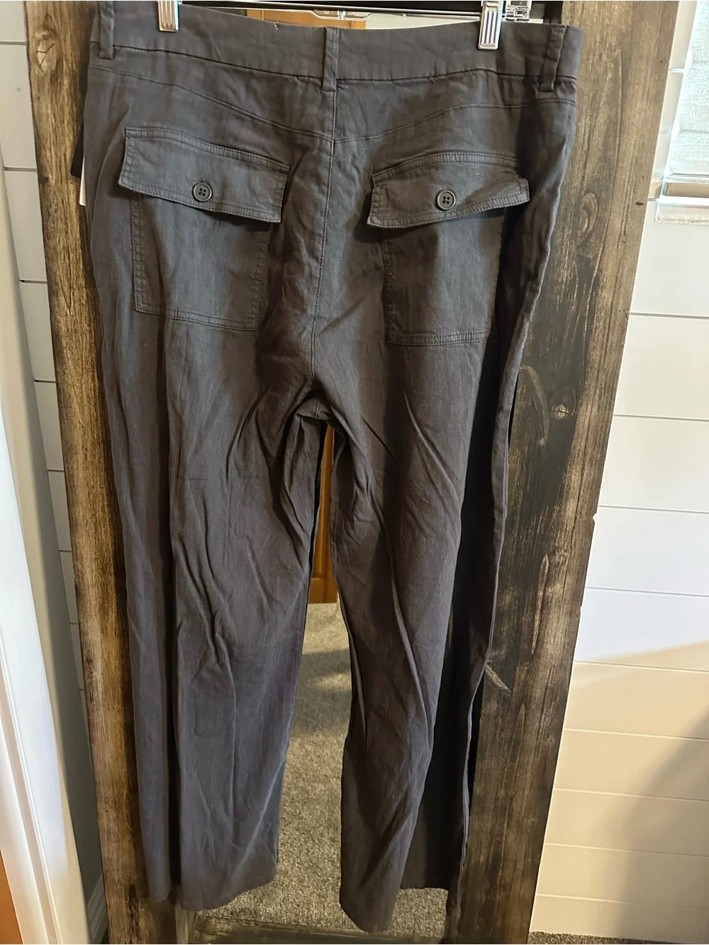 Kut From The Kloth Linen Blend Pants Womens 14 Dark Olive Straight Leg NWT